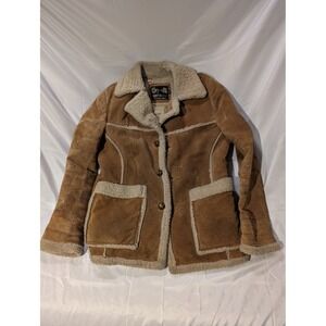 Sears Leather Shop Women Size 40 Leather Penny Lane Sherpa Winter Jacket Brown